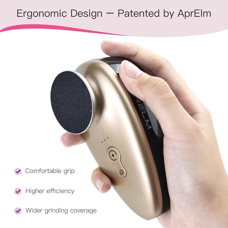 APRELM Rechargeable Electric Foot Callus Remover with 3-Sizes 120Pcs Sandpapers, Professional 1000RPM Electric Foot File with Organizer, Pedicure Tools Gifts for Women Men (E5 Black-Gold) - Image 2